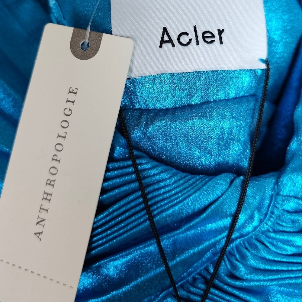 Acler Turquoise Blue Pleated Maxi Dress - Picture 12 of 15